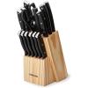 imageFarberware 14Piece Knife Block Set White and Gold  RazorSharp HighCarbon Stainless Steel TripleRiveted Ergonomic Handles Stylish Wood BlockBlack Pine