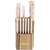 imageFarberware 14Piece Knife Block Set White and Gold  RazorSharp HighCarbon Stainless Steel TripleRiveted Ergonomic Handles Stylish Wood BlockBlush and Gold