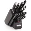 imageFarberware 15Piece Forged Triple Rivet Knife Block Set RazorSharp Kitchen Knife Set with Wood Block HighCarbon Stainless Steel WhiteBlack