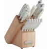 imageFarberware 15Piece Forged Triple Rivet Knife Block Set RazorSharp Kitchen Knife Set with Wood Block HighCarbon Stainless Steel WhiteWhite