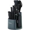 imageFarberware 30Piece SpinandStore Knife and Kitchen Tool Set with Rotating Storage Caddy High CarbonStainless Steel Kitchen Knives RazorSharp Knife Set BlackBlack