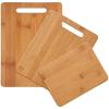 imageFarberware 3Piece Wood Cutting Board Set Reversible Chopping Boards for Meal Prep and Serving Charcuterie Boards Wooden Cutting Boards with Builtin Handles Set of 3 Assorted Sizes Bamboo11L x 08W