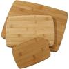 imageFarberware 3Piece Wood Cutting Board Set Reversible Chopping Boards for Meal Prep and Serving Charcuterie Boards Wooden Cutting Boards with Builtin Handles Set of 3 Assorted Sizes Bamboo14L x 11W