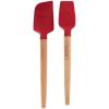 imageFarberware 5216385 Professional Heat Resistant Silicone Spatula with Wood HandleSafe for NonStick Cookware Set of 2 RedSet of 2 Mini Spatulas