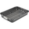 imageFarberware Bakeware Nonstick Steel Roaster with Flat Rack 11Inch x 15Inch Gray11 x 15
