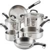 imageFarberware Brilliance Stainless Steel Cookware Pots and Pans Set with Kitchen Cooking Tools and Glass Lids 10 Piece Dishwasher Safe and Induction Ready Stainless Steel
