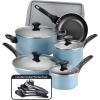 imageFarberware Dishwasher Safe Nonstick 15Piece Cookware Set AquaAqua