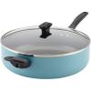 imageFarberware Dishwasher Safe Nonstick Jumbo CookerSaute Pan with Helper Handle  6 Quart BlackAqua
