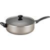 imageFarberware Dishwasher Safe Nonstick Jumbo CookerSaute Pan with Helper Handle  6 Quart BlackChampagne
