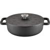 imageFarberware Disney Monochrome Pre Seasoned Cast Iron Shallow Casserole Pan with Lid 3 Quart  Black
