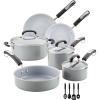 imageFarberware EcoAdvantage Ceramic Nonstick CookwarePots and Pans Set 13 Piece  GrayGray