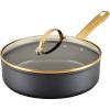 imageFarberware Forged Induction Ceramic Cookware Nonstick Frying PanSkillet Dishwasher Safe Suitable for All Stovetops 10 Inch Fry Pan  Black and GoldBlack