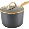 imageFarberware Forged Induction Ceramic Nonstick Cookware Stockpot with Lid Dishwasher Safe Suitable for All Stovetops 6 Quart Soup Pot Stockpot  Black and GoldBlack and Gold