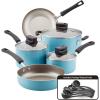 imageFarberware Smart Control Nonstick Cookware Pots and Pans Set 14 Piece BlackAqua