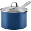 imageFarberware Style Nonstick Cookware Straining Saucepan with Lid Dishwasher Safe 3 Quart  YellowBlue