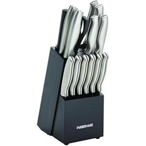 imageFARBERWARE 15Piece Kitchen Knife Set with HighCarbon Stainless Steel Blades Black Handles Steak Knives Wood Block Razor Sharp and ErgonomicBlack 2