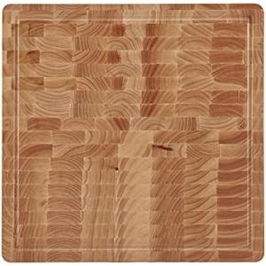 imageFarberware 16Inch Endgrain Rubberwood Cutting Board with Deep Juice Groove  Reversible Wooden Charcuterie Board for Chopping Serving Everyday Use with Finger Grooves for Easy CarryingRubberwood