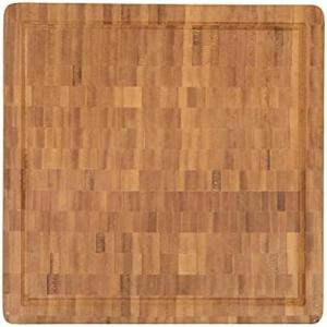 imageFarberware 16Inch Endgrain Rubberwood Cutting Board with Deep Juice Groove  Reversible Wooden Charcuterie Board for Chopping Serving Everyday Use with Finger Grooves for Easy CarryingBamboo
