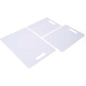 imageFarberware 3Piece Plastic Cutting Board Set DishwasherSafe Poly Chopping Board for Kitchen with Paddle Charcuterie Board Set WhiteSet