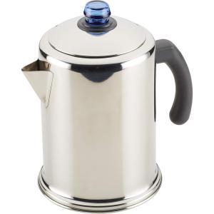 imageFarberware 47053 Classic Stainless Steel Yosemite 12Cup Coffee Percolator 12 Cup Coffee Maker Silver12 Cup  Blue Knob