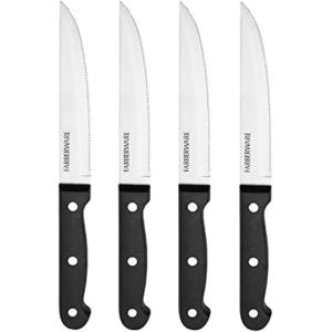 imageFarberware 4Piece FullTang Triple Rivet Never Needs Sharpening Stainless Steel Steak Knife Set Black