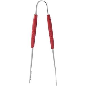 imageFarberware Barbeque Stainless Steel Tongs with Scalloped Edge 1575 Inch RedScalloped Edge
