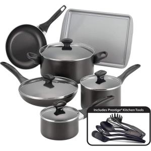 imageFarberware Dishwasher Safe Nonstick 15Piece Cookware Set AquaBlack