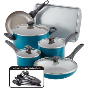 imageFarberware Dishwasher Safe Nonstick 15Piece Cookware Set AquaTeal