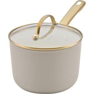 imageFarberware Forged Induction Ceramic Nonstick Cookware Stockpot with Lid Dishwasher Safe Suitable for All Stovetops 6 Quart Soup Pot Stockpot  Black and GoldTaupe