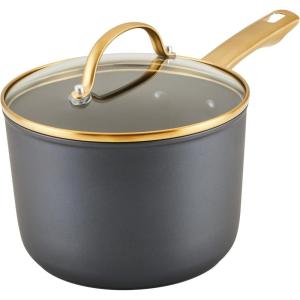 imageFarberware Forged Induction Ceramic Nonstick Cookware Stockpot with Lid Dishwasher Safe Suitable for All Stovetops 6 Quart Soup Pot Stockpot  Black and GoldBlack and Gold