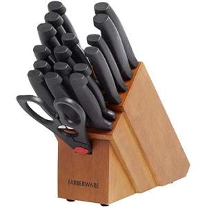 imageFarberware Never Needs Sharpening HighCarbon Stainless Steel Knife Block Set with NonSlip Handles 18 Piece Black18 Piece