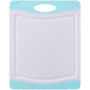 imageFarberware Nonslip Poly Cutting Board 8x10Inch Gray and WhiteAqua and White