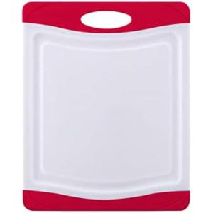 imageFarberware Nonslip Poly Cutting Board 8x10Inch Gray and WhiteRedWhite