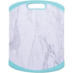 imageFarberware Plastic Cutting Board with Aqua Nonslip Edges and Stylish Marble Pattern  Dishwasher Safe Kitchen Essential for Everyday Use  Durable Poly Material FoodSafe Easy to Clean