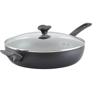 imageFarberware Power Base Hard Anodized Nonstick FrySauteAll Purpose Pan with Helper Handle and Lid 1225 Inch Matte Black