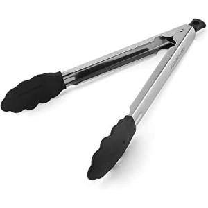 imageFarberware Pro 5282803 Steel Head One Hand Lock Tong 12Inch BlackSilicone Tip Tongs  11Inch