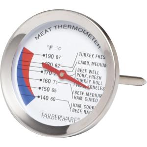 imageFarberware Pro Meat Thermometer with Large EasyRead Dial  Accurate Cooking Temperature Gauge for Roasts ampamp Poultry  Essential Food Thermometer for Safe Cooking Restaurant ampamp Home UseMeat Thermometer