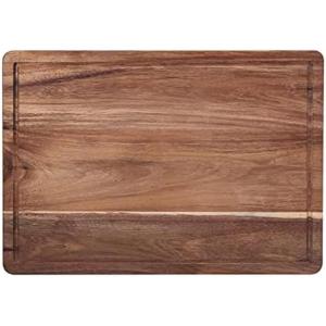 imageFarberware Rubberwood Cutting Board Set with Juice Grooved and Finger Grips 3PieceAcacia