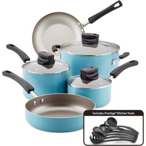 imageFarberware Smart Control Nonstick Cookware Pots and Pans Set 14 Piece BlackAqua
