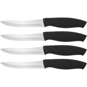imageFarberware Soft Grip Serrated Chef Knife 8Inch Navy4Piece Steak Knife Set