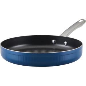 imageFarberware Style Nonstick Cookware Deep Round Grill PanGriddle Dishwasher Safe 1125 Inch  YellowBlue