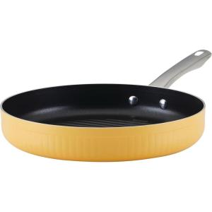 imageFarberware Style Nonstick Cookware Deep Round Grill PanGriddle Dishwasher Safe 1125 Inch  YellowYellow