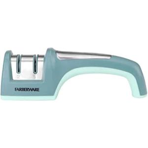 imageFarberware Edgekeeper 2 Stage Tabletop Kitchen Knife Sharpener 75Inch Stainless SteelTeal