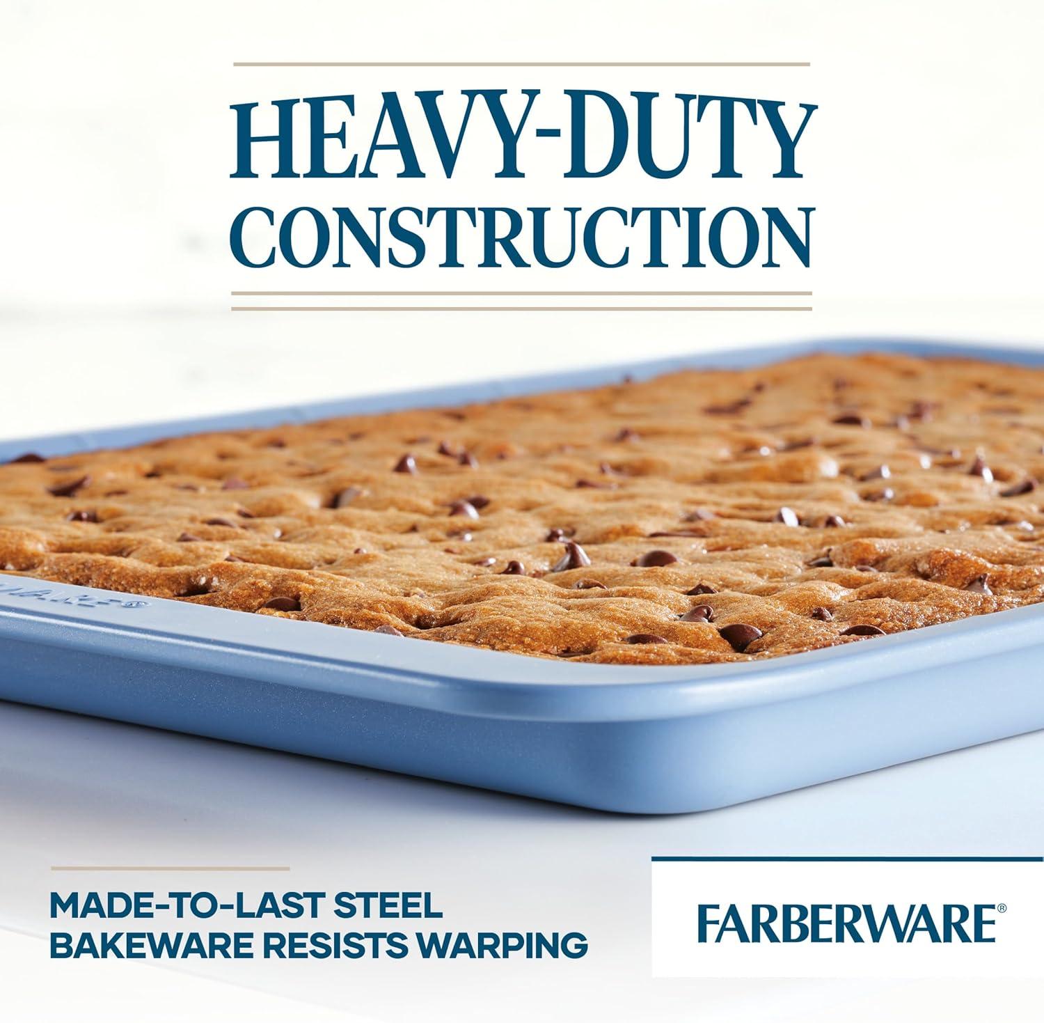 imageFarberware Easy Solutions Nonstick Bakeware Includes 10 Inch x 15 Inch Cookie Baking Sheet and 12Cup Muffin Pan 2 Piece  Blue2 Piece  10 x 15