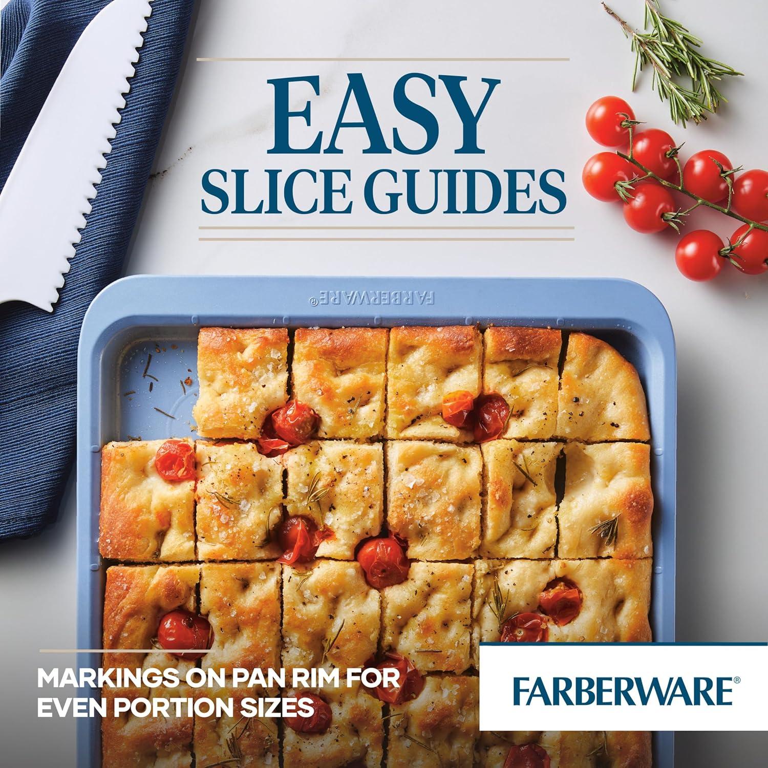 imageFarberware Easy Solutions Nonstick Bakeware Includes 10 Inch x 15 Inch Cookie Baking Sheet and 12Cup Muffin Pan 2 Piece  Blue2 Piece  11 x 17