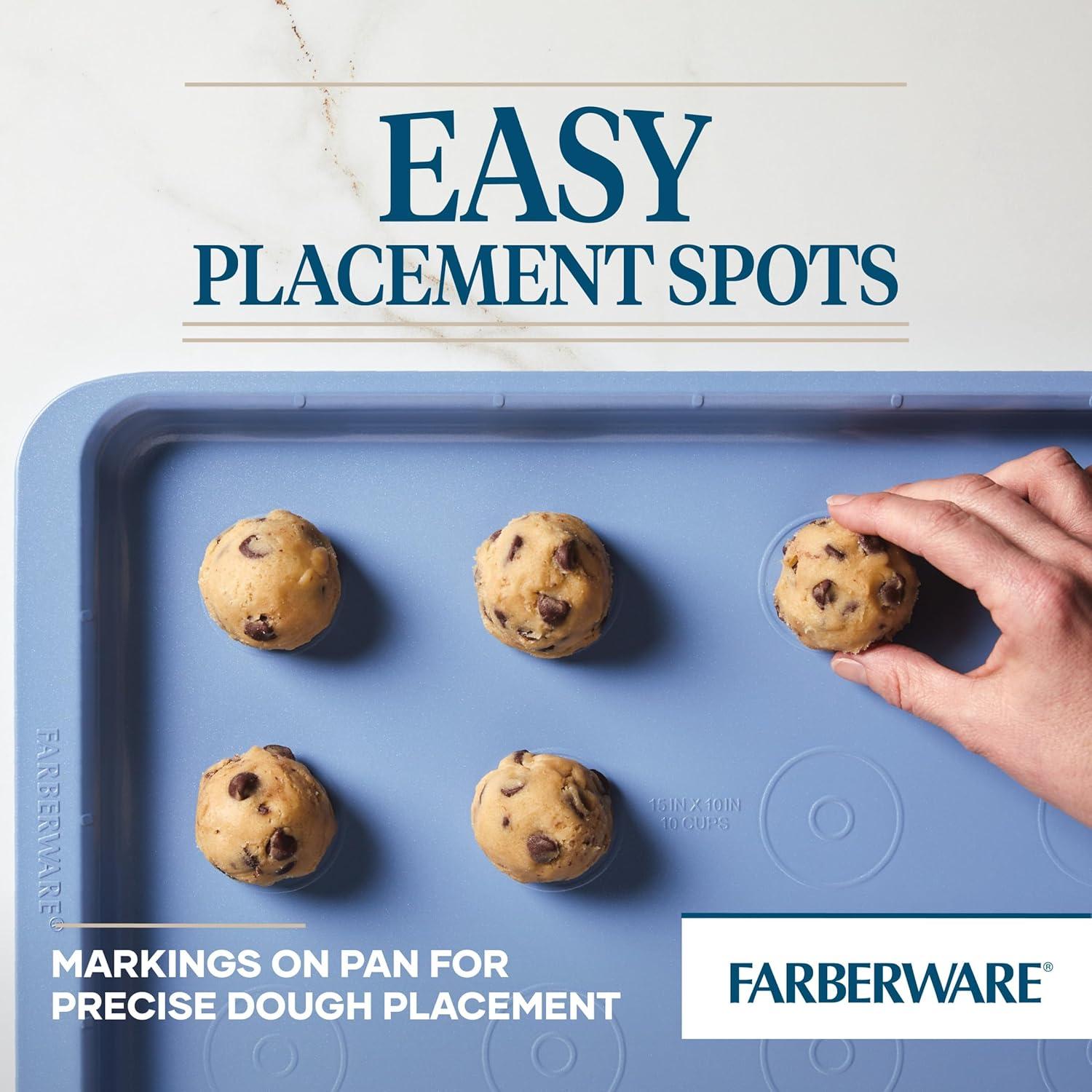 imageFarberware Easy Solutions Nonstick Bakeware Includes 10 Inch x 15 Inch Cookie Baking Sheet and 12Cup Muffin Pan 2 Piece  BlueBakeware Set 4 Piece