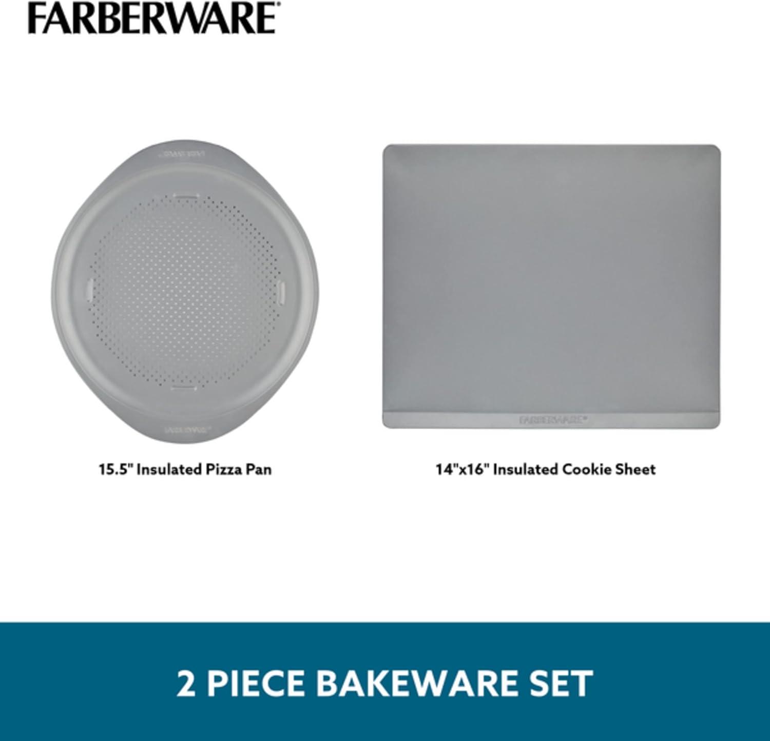imageFarberware Insulated Nonstick Bakeware 14Inch x 16Inch Jumbo Cookie Sheet Light Gray2Piece Bakeware Set
