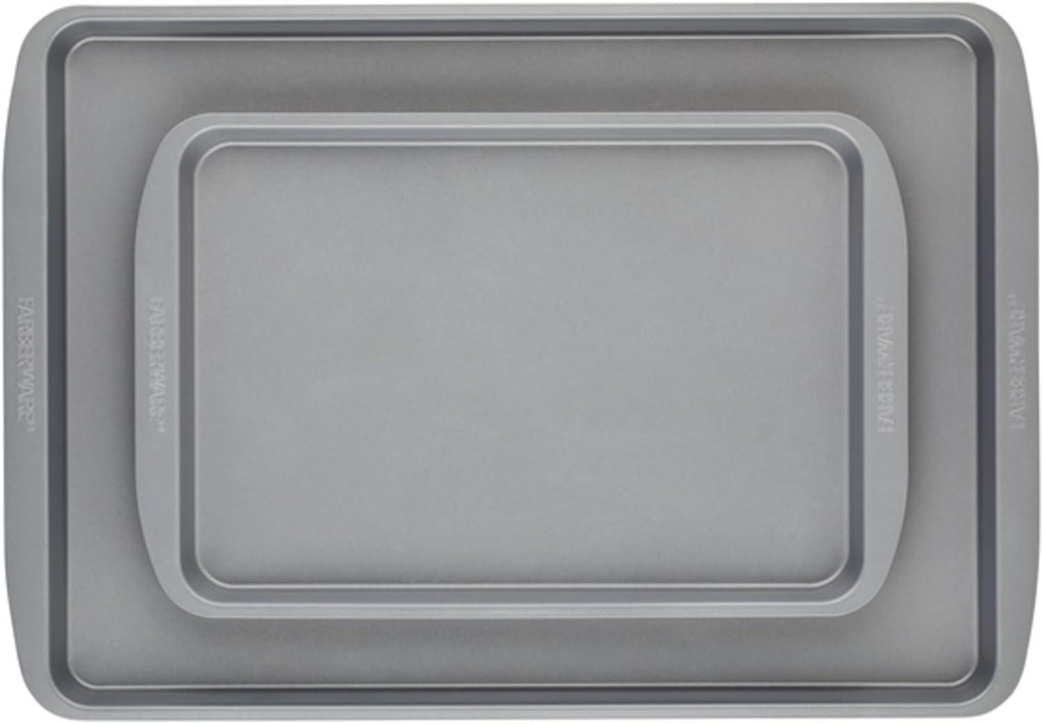 imageFarberware Insulated Nonstick Bakeware 14Inch x 16Inch Jumbo Cookie Sheet Light Gray2Piece Sheet Pan Set
