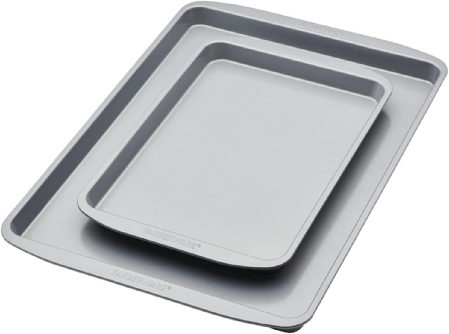 imageFarberware Insulated Nonstick Bakeware 14Inch x 16Inch Jumbo Cookie Sheet Light Gray2Piece Sheet Pan Set