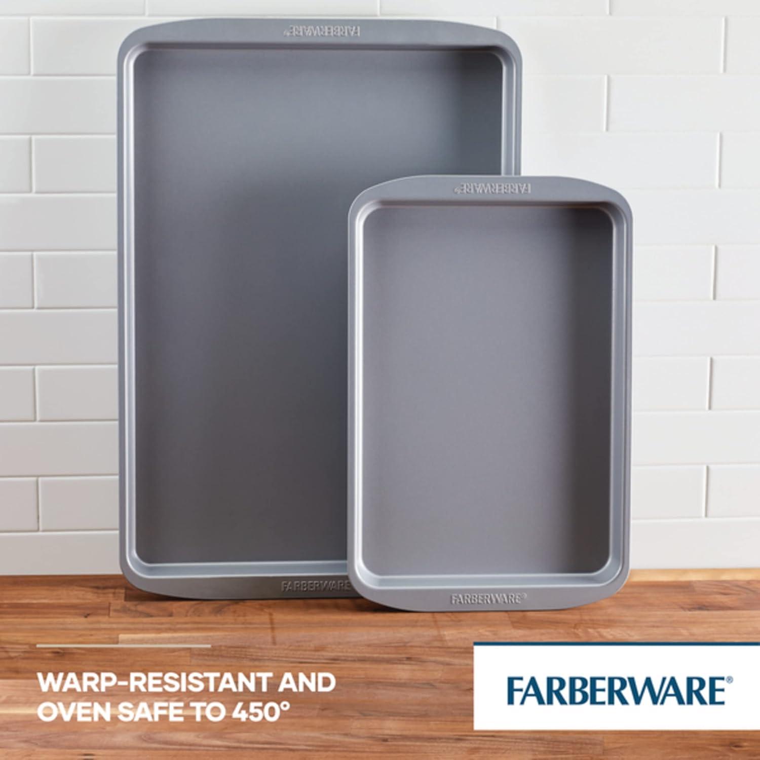 imageFarberware Insulated Nonstick Bakeware 14Inch x 16Inch Jumbo Cookie Sheet Light Gray2Piece Sheet Pan Set
